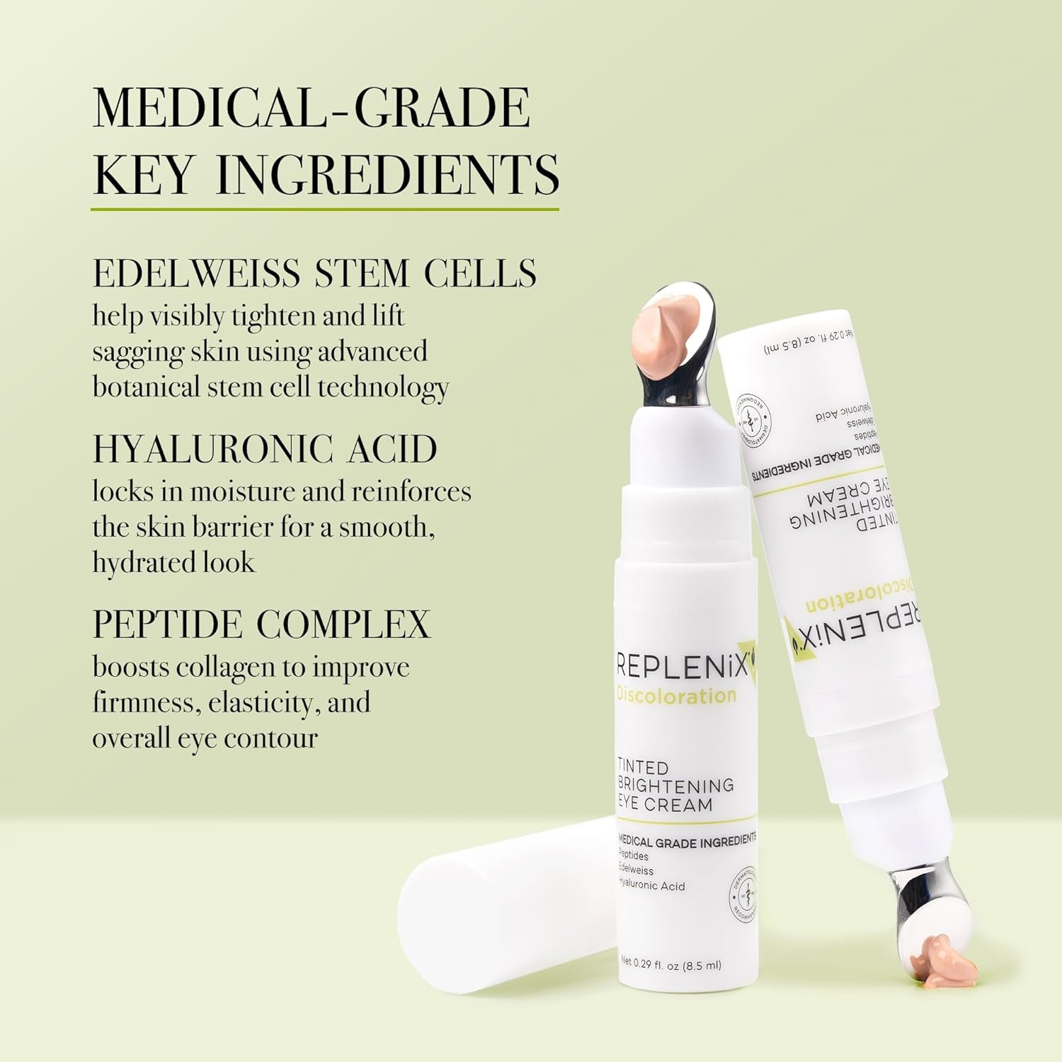 image:imageReplenix AntiAging Tinted Brightening Eye Cream 029 Fl Oz Medical Grade Hyaluronic Acid Under Eye Cream Helps Blur Dark Circles Fine Lines amp Hyperpigmentation All Skin Types