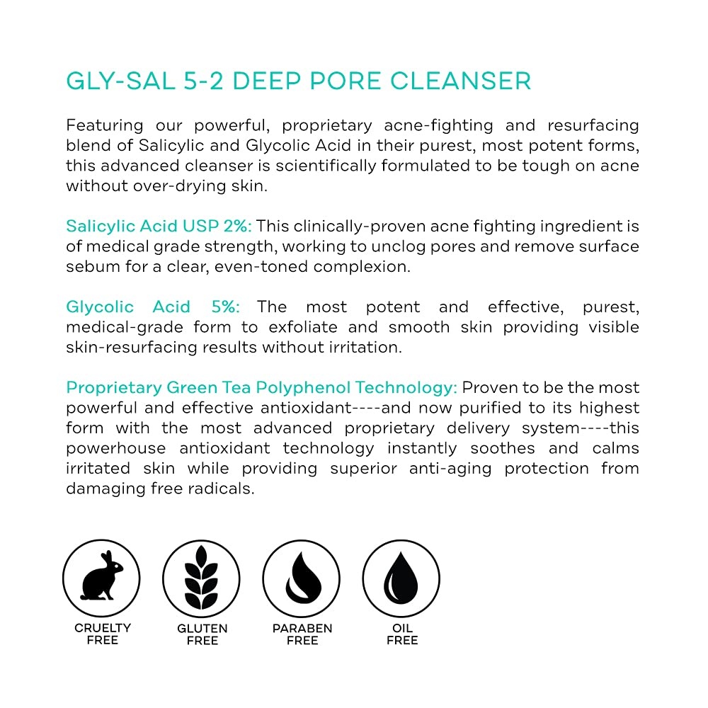 image:imageReplenix GlySal Deep Pore Facial Cleanser MedicalGrade 5 Glycolic amp 2 Salicylic Acid OilFree Face Wash for AcneProne Skin 67 fl oz5 Glycolic Acid