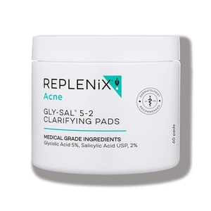 image:imageReplenix GlySal Clarifying Acne Pads 60 Count MedicalGrade Glycolic Acid amp 2 Salicylic Acid Exfoliating Pads for AcneProne Skin Help Clear Blemishes amp Refine Pores NonOily5 Glycolic Acid