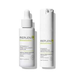 image:imageReplenix Brightening amp Correction Treatment Skin Care Bundle MedicalGrade Set Includes Pigment Correcting Brightening Cream 1 fl oz amp Vitamin C Pro Collagen Face Serum 1 fl oz